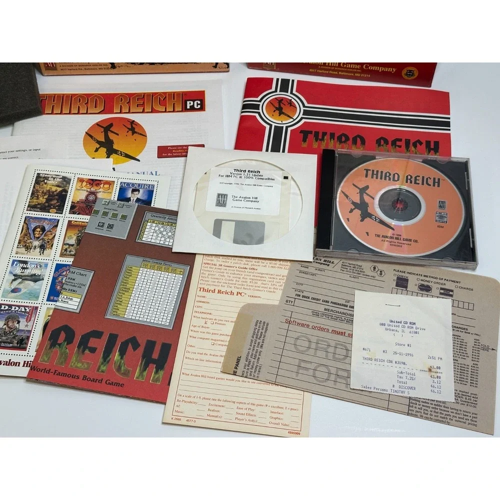 Third Reich PC Game 1996 BIG BOX AVALON HILL WORLD WAR II True Complete NM